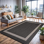 CAMILSON Outdoor Rug 6x9,Modern Outside Rugs for Patios Porches Waterproof Durable Washable Non-Shedding, Easy-to-Clean Indoor Outdoor Area Carpet (6 x 9, Bordered - Dark Gray/Light Gray)