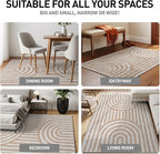 Rugshop Abstract Arch Shag Area Rug Beige 4' x 6' Ideal for Small Living Rooms, Offices, or Beside The Bed