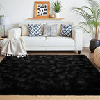 Beglad Fluffy Large Area Rugs 8x10 Feet, Modern Minimalist Style Shag Fuzzy Rugs, Non-Slip Indoor Carpet Soft Rugs for Kids Room, Bedroom & Living Room, Black