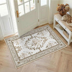 SOULFUL Medium Pile 2x3 Entryway Rug - Soft Underfoot Small Area Rug - Brown Boho Floral - Washable Non-Slip - Perfect for Hallway Kitchen Bedroom Bathroom Indoor Entrance
