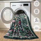 6x9 Area Rugs for Living Room: Floral Washable Rug Vintage Large Soft Boho Non-Slip Carpet Indoor Stain Resistant Thin Carpets for Bedroom Dining Room Farmhouse Nursery Hallway Home Office Dark Green