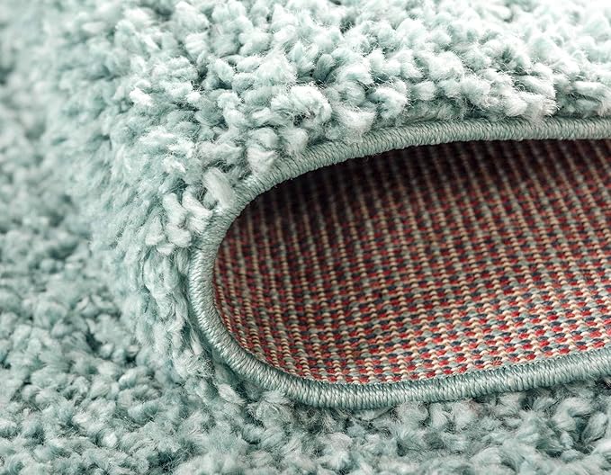 Unique Loom Davos Shag Collection Area Rug - Solid (2' 2" x 6' 7" Runner, Aqua)