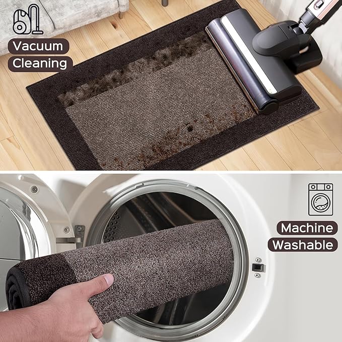 Machine Washable Runner Rug 32" x 96", Non Slip Kitchen Mat for Floor, Absorbent Entryway Rug for Kitchen, Bedroom, Living Room, Hallway, Door (Roll Packing)