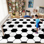 Soft Soccer Rugs for Bedroom, Machine Washable, Cute Bedside Boys Area Rug for Kids Toddlers Teens, Soccer Lovers Home Decor Indoor Carpet for Living Room, Dorms, Nursery, 7x9 FT
