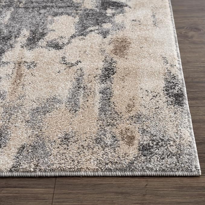 LUXE WEAVERS Euston Collection Gray-Gray 2x7 Modern Abstract Area Rug
