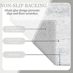 MUJOO Washable Runner Rug 2x8,Modern Abstract Area Rugs for Kitchen Hallways Bedroom Bedside Bathroom Laundry,Non Slip Throw Carpet Long Mat Indoor,Low Pile Accent Neutral Grey