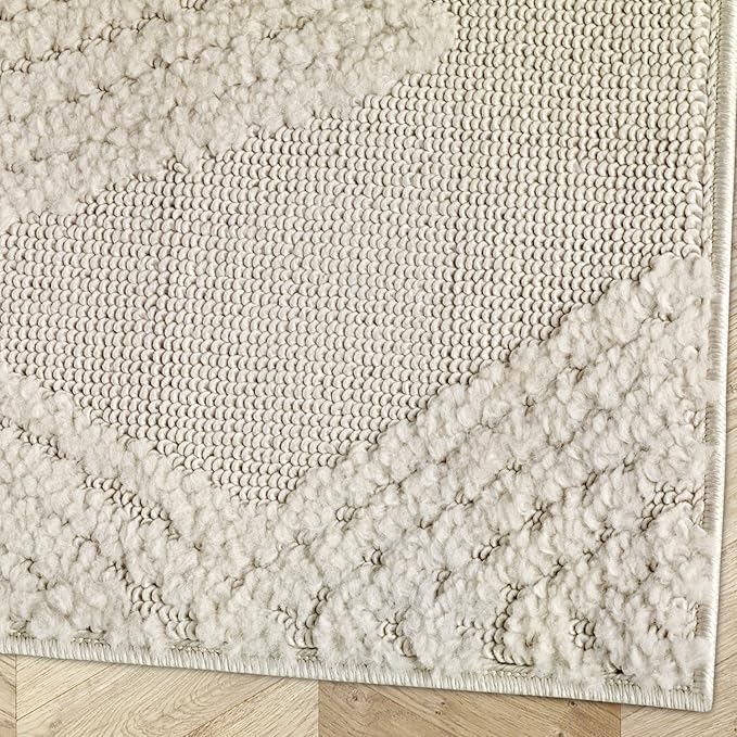Antep Rugs Palafito 2x4 Geometric Shag Diamond High-Low Pile Textured Indoor Area Rug (Beige, 2' x 4')