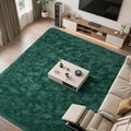 Zentavio Dark Green Area Rugs for Living Room Emerald Green Rugs for Bedroom 9x12 Fluffy Fake Grass Large Carpet for Kids Room Playroom Furry Shag Aesthetic Soft High Pile Washable Home Decor