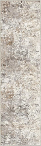 2X8 Washable Runner Rug for Hallway: Soft Neutral Modern Abstract Area Rug - Non-Slip Low Pile Long Throw Indoor Carpet for Kitchen Entryway Kitchen Bedroom Laundry- Brown Grey