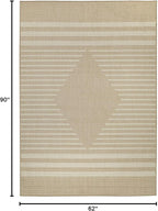 FH Home Flat Woven Outdoor Rug - Waterproof, Easy to Clean, Stain Resistant - Premium Polypropylene Yarn - Modern Geometric Kilim - Patio, Porch, Deck, Balcony - Mesa - Beige - 5ft 2in x 7ft 6in