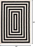 Abani Contemporary Blue & Ivory 2'x3' Area Rug, Contrasting Geometric Modern Stripe Symmetrical Living Room Carpet Rugs