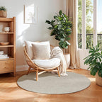 LBRO2M Easy Jute Solid Area Rug 4X4 Round Washable Rugs for Living Room Dining Room Bedroom Natural Jute Look Indoor Outdoor Rug Durable, Solid Non Shedding Eco Friendly (4X4 Gray)