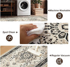 XWZO Runner Rug 2x6ft, Washable Hallway Runner with Non-Slip Backing, Vintage Spill Stain Resistant Floor Mat for Entryway Corridor Bedroom Kitchen, Soft Low-Pile Area Carpet, Brown Beige