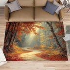 3x5 Autumn Forest Dorm Rug - Natural Landscape Small Rugs for Bedroom, Forest Path Area Rug Washable Non Slip for Bedroom Kitchen Living Room Entryway