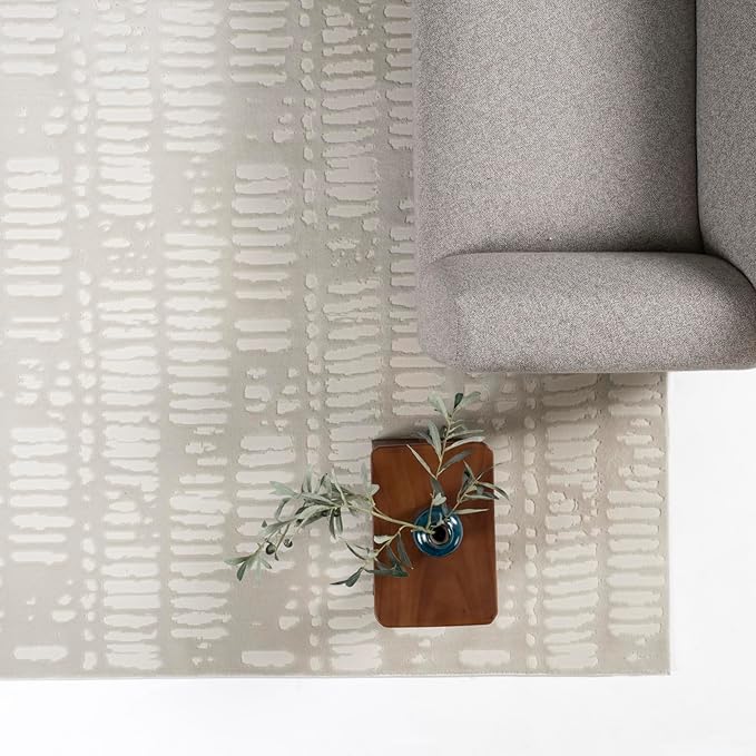 Revival Rugs Shell 9'2"x12'2" Washable Area Rug for Living Room Bedroom - 100% Recycled Oeko-TEX Certified, Medium Pile, Beige, Cream
