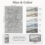 Grey Neutral Area Rug 6x9, Vintage Gray Rugs for Living Room Bedroom, Washable Non Slip Low Pile Thin Carpet Rug for Dining Room Guest Room Home Office
