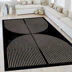 Modern Rainbow Area Rug 4x6 Black Comfort Soft Low Profile Machine Washable Non-Slip Rug, Contemporary Backyard Living Room Mat