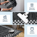 GarveeHome 4x6 Area Rug Small Washable Living Room Rug Scalloped Rug with Rubber Backing Stain Resistant Low Pile Dining Room Throw Carpet Modern Bordered Mat for Bedroom Kitchen, Grey