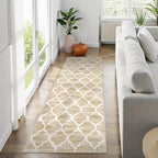 Lahome Moroccan Washable Kitchen Runner Rug - 2x6 Runners for Hallways with Rubber Backing Throw Soft Non-Slip Laundry Room Rug Taupe Print Distressed Modern Carpet Runner for Bathroom Bedroom