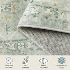 Lahome Vintage 6x9 Washable Green Rugs for Living Room Bedroom, Soft Dining Room Rugs for Under Table, Non Slip Indoor Throw Carpet for Entryway Kitchen Office (6x9ft,Light Green)