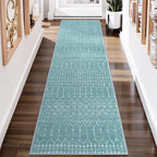 Lahome Moroccan Green Runner Rug 2x6 Washable Non-Slip Hallway Rug Runner Kitchen Throw Untra-Thin Entryway Carpet, Geometric Print Distressed Floor Mat for Hallways Bedroom