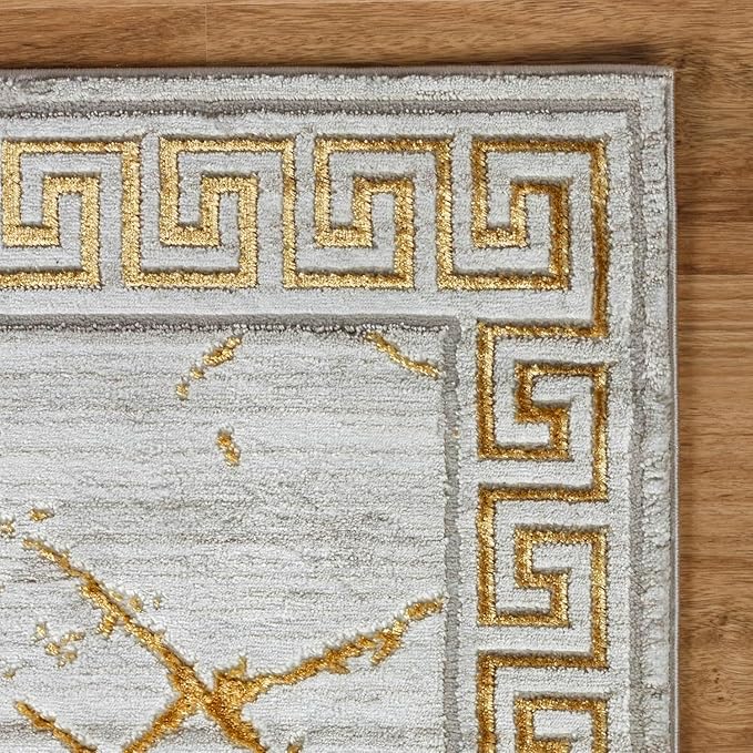 GLORY RUGS Area Rugs Marble 4x5 Cream Gold Carpet Modern Abstract Rug Living Room Dining Bedroom Rug