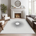 Mid Century Rugs for Living Room - 6x9 ft, Minimalist Sun Rug, Black and White Living Room Rug, Modern Abstract Washable Area Rugs for Bedroom, Optical Illusion Home Decor & Gifts