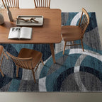 Rugshop Contemporary Abstract Circles Perfect for high Traffic Areas of Your Living Room,Bedroom,Home Office,Kitchen Area Rug 6'6" x 9' Blue