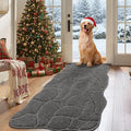 Large Dog Door Mat for Muddy Paws, 22x47 Absorbent Dirt Trapper Long Door Mat, Non-Slip Washable Mud Mat for Dogs, Polyester Microfiber Soft Pet Rug Mat for Entryway, Mud Dog Paws, Patio (Gray)