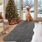 Large Dog Door Mat for Muddy Paws, 24x59 Absorbent Dirt Trapper Long Door Mat, Non-Slip Washable Mud Mat for Dogs, Polyester Microfiber Soft Pet Rug Mat for Entryway, Mud Dog Paws, Patio (Gray)