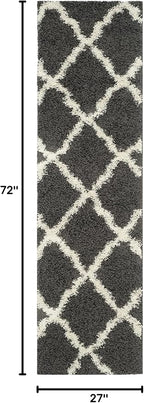 SAFAVIEH Dallas Shag Collection Runner Rug - 2'3" x 6', Dark Grey & Ivory, Trellis Design, Non-Shedding & Easy Care, 1.5-inch Thick Ideal for High Traffic Areas in Living Room, Bedroom (SGD257A)