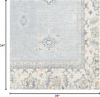 RUGGABLE Washable Vintage Area Rug – Verena Soft Blue 2x3, Stain-Resistant, Non-Slip – Small Machine Washable Rugs for Living Room, Bedroom, Hallway, Entryway & Bathroom–with Standard Pad