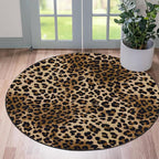 3ft Leopard Print Round Area Rug, Washable Non-Slip Ultra-Soft Low Pile Carpet, Non-Shedding Modern Circle Rug for Bedroom Entryway Kitchen Bathroom Office