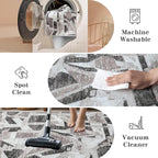 8X10 Area Rugs for Living Room Bedroom,Modern Abstract Large Carpet Washable Rugs 8x10 for Dining Room Office,Non Slip Gray Print Faux Wool Thin 8 by 10 Indoor Nursery Kids Home Pet & Child Friendly