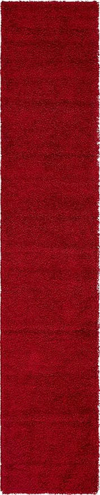 Unique Loom Solid Shag Collection Area Rug (2' 6" x 13' 1" Runner, Cherry Red)