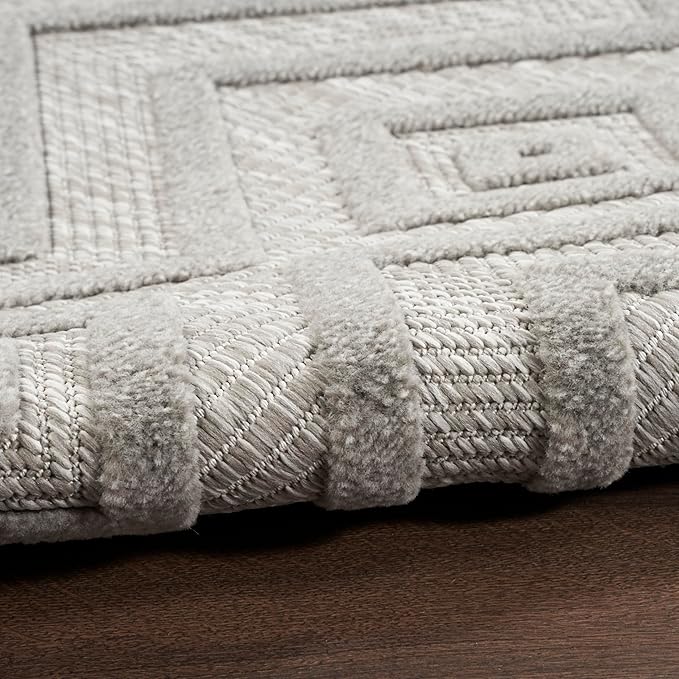 Nourison Home Versatile Silver Grey 7' x 10' Area Rug - Easy Clean, Non Shedding, Bed Room, Living Room, Dining Room, Kitchen (7' x 10')