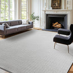 Shilucheng Wool Rug 9x12 Non-Slip, Blend 80% Wool and 20% Cotton Rugs for Living Room, Bedroom, Dinning Room, Soft Durable Cotton Backing Modern Area Rug (Gray/White)