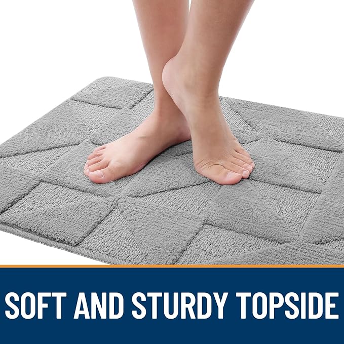 OLANLY Door Mats Indoor, Non-Slip, Absorbent, Dirt Resist, Entrance Washable Mat, Low-Profile Inside Entry Doormat for Entryway (59x20 inches, Grey)