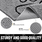 Smiry Dog Door Mat for Muddy Paws, Absorbent Dirt Trapper Non Slip Quick Dry Washable Chenille Mat for Mud Dogs, Entry Rug for Indoor and Outdoor (40x32 Inches, Grey and Black)