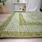 Alfa Rich 4x6 Green Washable Area Rugs for Living Room Bedroom Kitchen Cotton Pet Friendly Rug