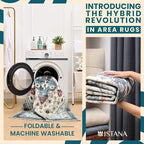 Istana Hallway Runner Rug 2x8 – White Cream/Blue Entryway Rug -Silk's Soft Touch Runners for Hallways - Stylish Kitchen Runner Rug Non Slip