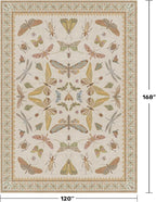 Large Western Rugs for Living Room - 10x14 Insect Area Rug for Dining Room Under Kitchen Table, Washable Low Pile Soft Boho Butterfly Decor