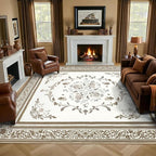 SOULFUL Medium Pile 4x6 Rugs for Living Room - Cozy Soft Underfoot Area Rug - Brown Boho Floral - Washable Non-Slip - Perfect for Bedroom Kids Room Under Dining Table Office