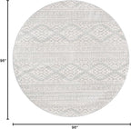 SAFAVIEH Tulum Collection Area Rug - 8' Round, Light Grey & Ivory, Moroccan Boho Tribal Design, Non-Shedding & Easy to Clean, Ideal for Living Room, Bedroom, Dining Space (TUL272F)