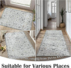 jinchan Kalen Area Rug 6x9 Washable Living Room Rug Soft Vintage Indoor Thin Retro Distressed Floor Cover Grey Floral Country Boho Rug Non Slip Carpet for Bedroom Office Dining Room