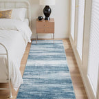 PADOOR Modern Abstract Runner Rug - 2.6x8 Washable Hallway Rugs, Ultra Soft Non-Slip Low Pile Floor Rugs for Hallway Entryway Kitchen Bedroom Bedside Laundry Room Blue