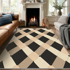 Washable 3x5 Modern Geometric Rug Living Room, Abstract Diamond Design Area Rugs for Bedroom, Modern Geometric Home Decor Carpet, Low Pile, Non Slip, Kids & Pet Friendly (N4149)