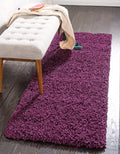 Unique Loom Solid Shag Collection Area Rug (2' 6" x 16' 5" Runner, Eggplant Purple)