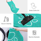 Smiry Dog Door Mat for Muddy Paws, Absorbent Dirt Trapper Non Slip Quick Dry Washable Chenille Mat for Mud Dogs, Entry Rug for Indoor and Outdoor (36x24 Inches, Turquoise and White)