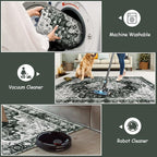 Moynesa Washable Black and White Runner Rug - 2x6 Bathroom Runner with Rubber Backing, Hallway Boho Non-Slip Non-Shedding Low Pile Accent Carpet for Laundry Room Entryway